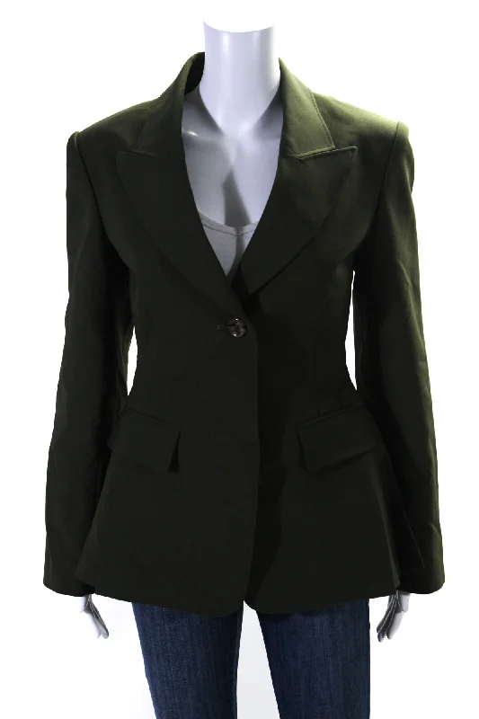 Belted women's cashmere coats in soft pastels for a luxurious feelAdeam Women's Long Sleeves One Button Lined Parade Jacket Green