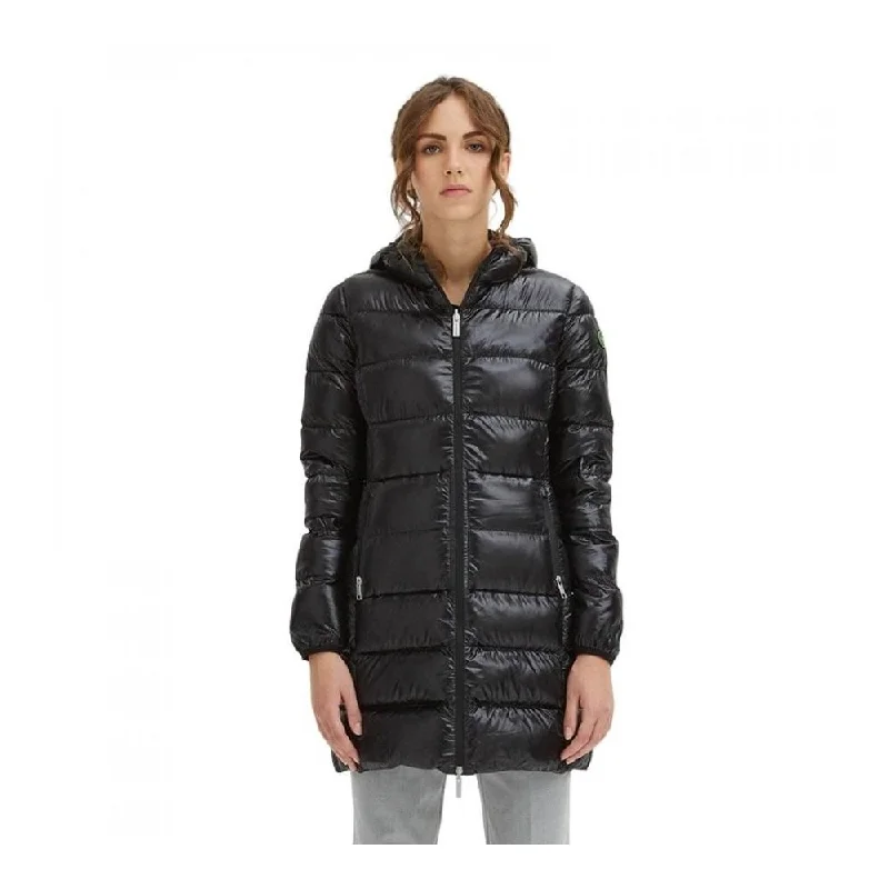 Women's long - sleeve wool coats in a houndstooth pattern for a classic charmCentogrammi Sleek Nylon Down Jacket with Women's Hood Women's long - sleeve wool coats in a houndstooth pattern for a classic charmCentogrammi Sleek Nylon Down Jacket with Women's Hood