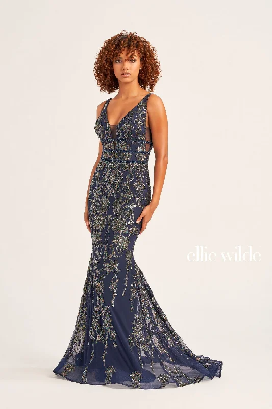 Pleated Women Dress with a Timeless and Elegant TextureEllie Wilde EW34041 Beaded Prom Dress Long Fitted Formal Gown Pleated Women Dress with a Timeless and Elegant TextureEllie Wilde EW34041 Beaded Prom Dress Long Fitted Formal Gown