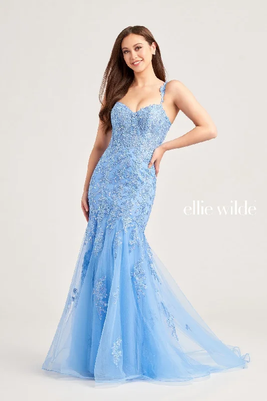 Mermaid - Style Women Dress with a Fitted Silhouette for Special OccasionsEllie Wilde EW35238 Long Mermaid Formal Beaded Prom Gown Mermaid - Style Women Dress with a Fitted Silhouette for Special OccasionsEllie Wilde EW35238 Long Mermaid Formal Beaded Prom Gown