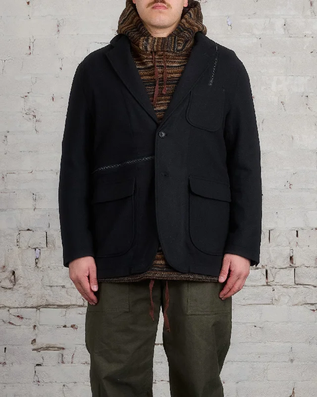Women's long - sleeve wool coats in a houndstooth pattern for a classic charmEngineered Garments Zip Jacket Poly Wool Flannel Black Women's long - sleeve wool coats in a houndstooth pattern for a classic charmEngineered Garments Zip Jacket Poly Wool Flannel Black