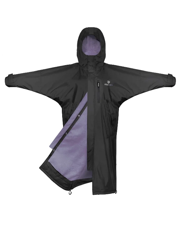 Hooded women's puffer coats in neon colors for high - visibility sportsEvolution Women's | Thin Fleece | Fixed Hood | Black/Lilac