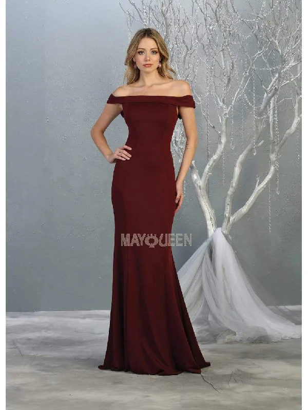 Prom dresses with cold - shoulder ruffled sleeves and floral prints for a romantic and fashionable styleMay Queen - MQ1739 Off-Shoulder Trumpet Dress With Lace Up Back Prom dresses with cold - shoulder ruffled sleeves and floral prints for a romantic and fashionable styleMay Queen - MQ1739 Off-Shoulder Trumpet Dress With Lace Up Back