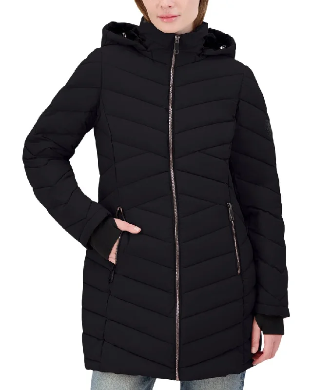 Women's knee - length wool blend coats with a fur collar for added warmthNautica 3/4 Stretch Jacket Women's knee - length wool blend coats with a fur collar for added warmthNautica 3/4 Stretch Jacket