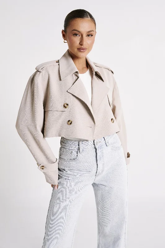Plus size women's wool blend coats for a warm and stylish winterPalmer Cropped Trench Coat - Bone Plus size women's wool blend coats for a warm and stylish winterPalmer Cropped Trench Coat - Bone