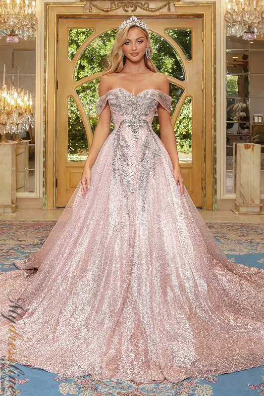 Formal dresses with cold - shoulder ruffled sleeves and floral prints for a romantic and trendy formal stylePortia & Scarlett PS22969 Formal dresses with cold - shoulder ruffled sleeves and floral prints for a romantic and trendy formal stylePortia & Scarlett PS22969