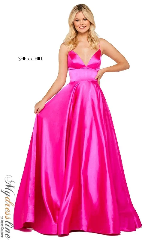 Formal dresses with asymmetric ruffled hems and high - low designs for a fashion - forward and dynamic appearanceSherri Hill 53885 Formal dresses with asymmetric ruffled hems and high - low designs for a fashion - forward and dynamic appearanceSherri Hill 53885