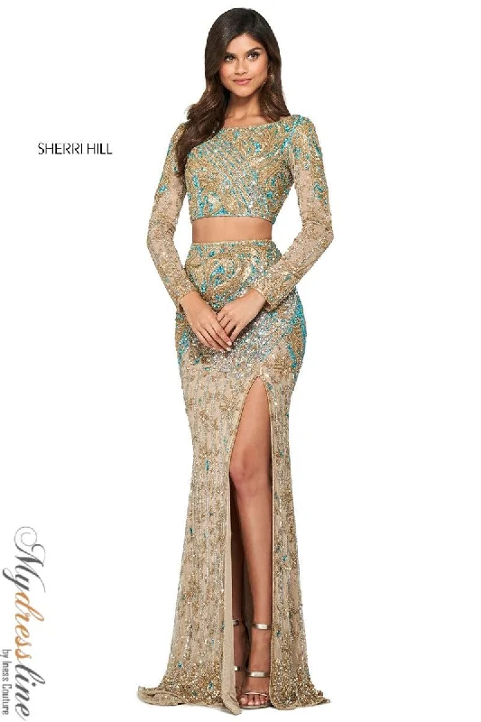 Prom dresses with gathered skirts and crystal - encrusted belts for a luxurious promSherri Hill 53916 Prom dresses with gathered skirts and crystal - encrusted belts for a luxurious promSherri Hill 53916