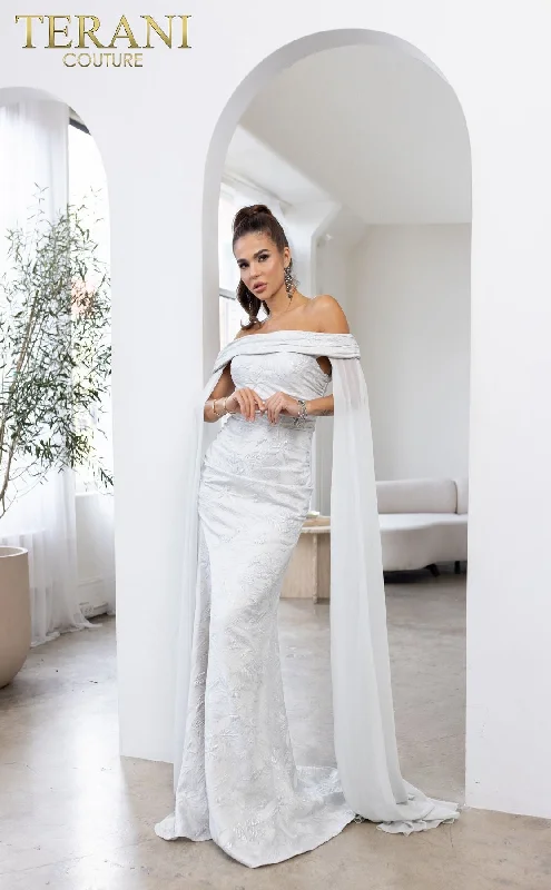 Mini Women Dress with a Short Hem for a Young and Trendy StyleTerani Couture 241M2721 Cape Evening Long Mother of the Bride Dress Mini Women Dress with a Short Hem for a Young and Trendy StyleTerani Couture 241M2721 Cape Evening Long Mother of the Bride Dress
