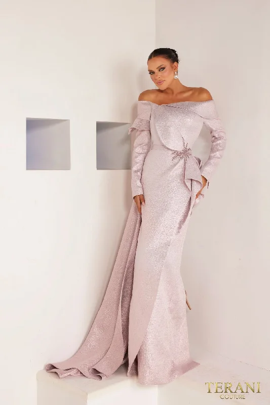 Pleated Women Dress with a Timeless and Elegant TextureTerani Couture 241M2743 Formal Long Evening Mother of the Bride Dress Pleated Women Dress with a Timeless and Elegant TextureTerani Couture 241M2743 Formal Long Evening Mother of the Bride Dress