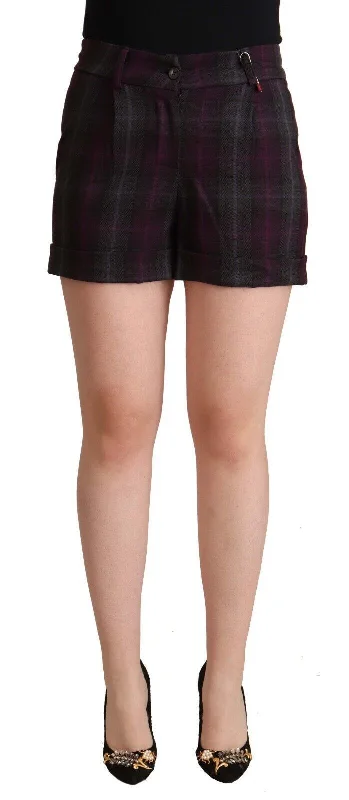Twill Women Shorts with a Smooth Texture and DurabilityBENCIVENGA Checke Mid Waist Folded Hem Women's Shorts Twill Women Shorts with a Smooth Texture and DurabilityBENCIVENGA Checke Mid Waist Folded Hem Women's Shorts