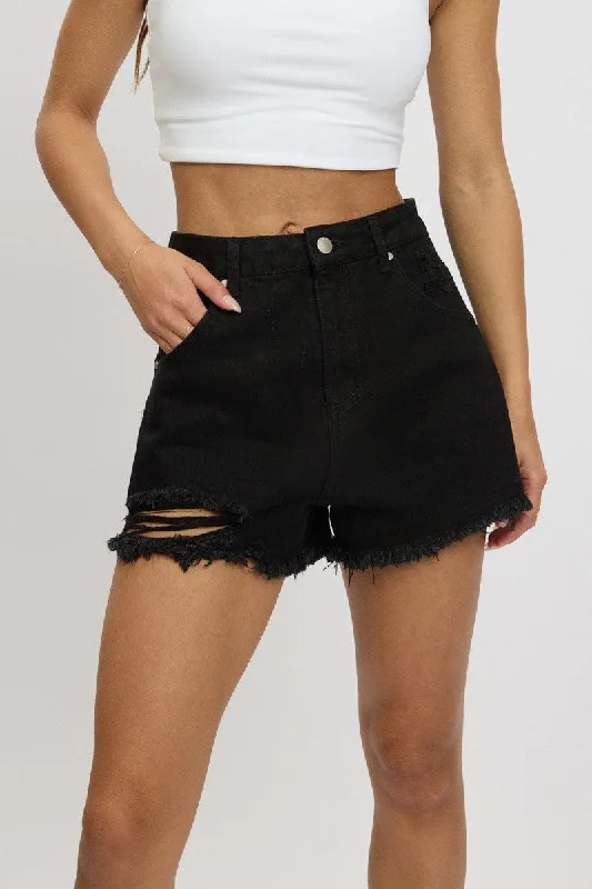 Printed Floral Women Shorts for a Summer - Ready StyleBlack Relaxed Short High Rise