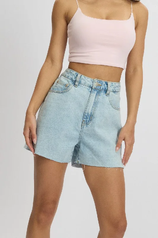 Twill Women Shorts with a Smooth Texture and DurabilityDenim Relaxed Short Long Line Twill Women Shorts with a Smooth Texture and DurabilityDenim Relaxed Short Long Line