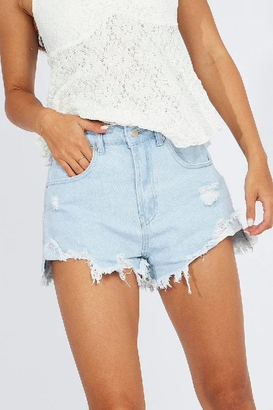 Embroidered Women Shorts with Intricate DesignsDenim Ripped Denim Shorts High Rise