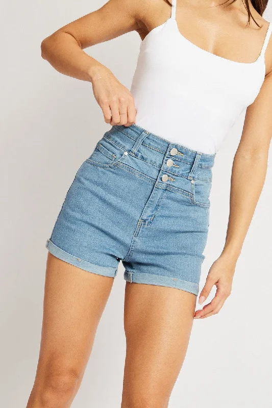Belted Women Shorts to Enhance the WaistlineDenim Skinny Short High Waist