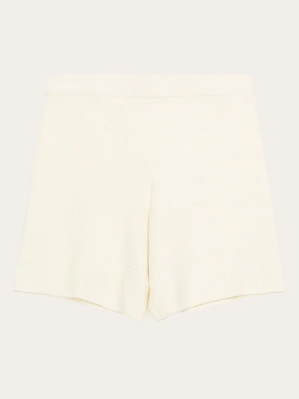 Linen Women Shorts for Breathable Comfort in Hot WeatherGALE mid-rise cotton racking stitch shorts - GOTS/Vegan - Egret Linen Women Shorts for Breathable Comfort in Hot WeatherGALE mid-rise cotton racking stitch shorts - GOTS/Vegan - Egret
