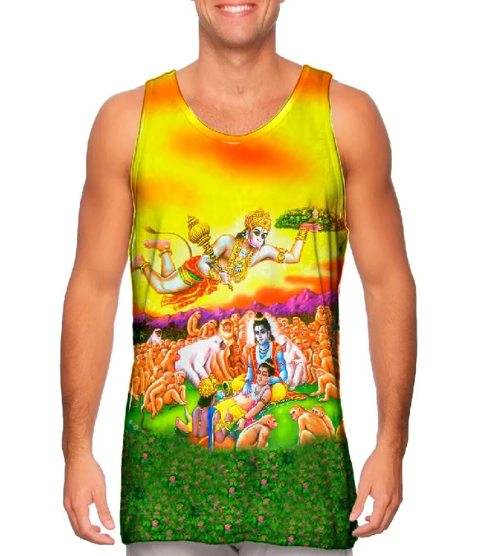 Square Neck Women's Organic Cotton Tank Tops in Earth TonesHindu God - "Bajrang Bali Medical" Square Neck Women's Organic Cotton Tank Tops in Earth TonesHindu God - "Bajrang Bali Medical"