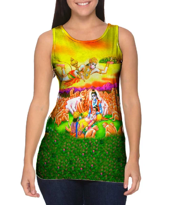 V - Neck Women's Moisture - Wicking Tank Tops for RunningHindu God - "Bajrang Bali Medical" V - Neck Women's Moisture - Wicking Tank Tops for RunningHindu God - "Bajrang Bali Medical"