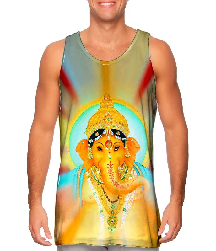 Scoop Neck Women's Linen Blend Tank Tops for SummerHindu God - "Ganesha Almighty"