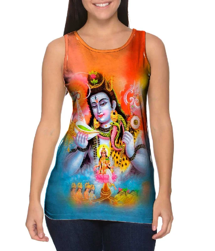 Women's Spaghetti Strap Tank Tops with Geometric PatternsHindu God - "Lord Shiva Shankar" Women's Spaghetti Strap Tank Tops with Geometric PatternsHindu God - "Lord Shiva Shankar"