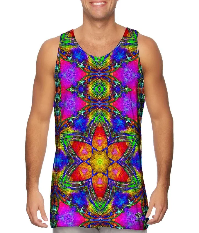 Plus Size Women's Puff - Sleeve Tank Tops in Pastel HuesHippy Dippy Kaleidoscope