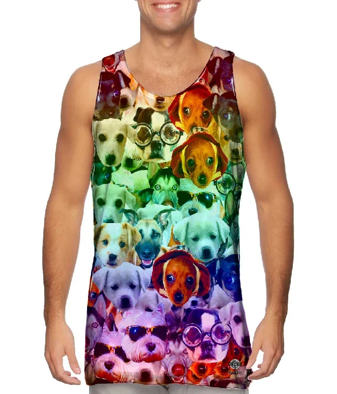 Plus Size Women's Ruffled Hem Tank Tops with Floral PrintsHipster Puppies