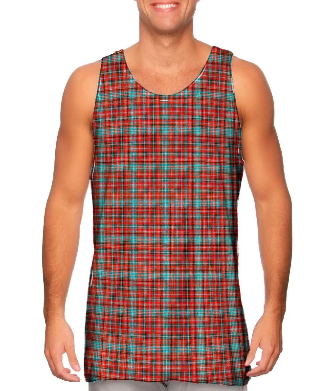 Women's Spaghetti Strap Tank Tops with Geometric PatternsHipster Red Flannel