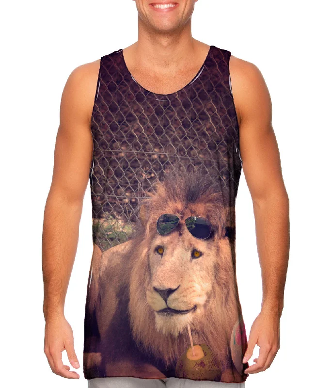 High - Neck Women's Silk Blend Tank Tops for a Luxurious FeelHoliday Smiling Lion