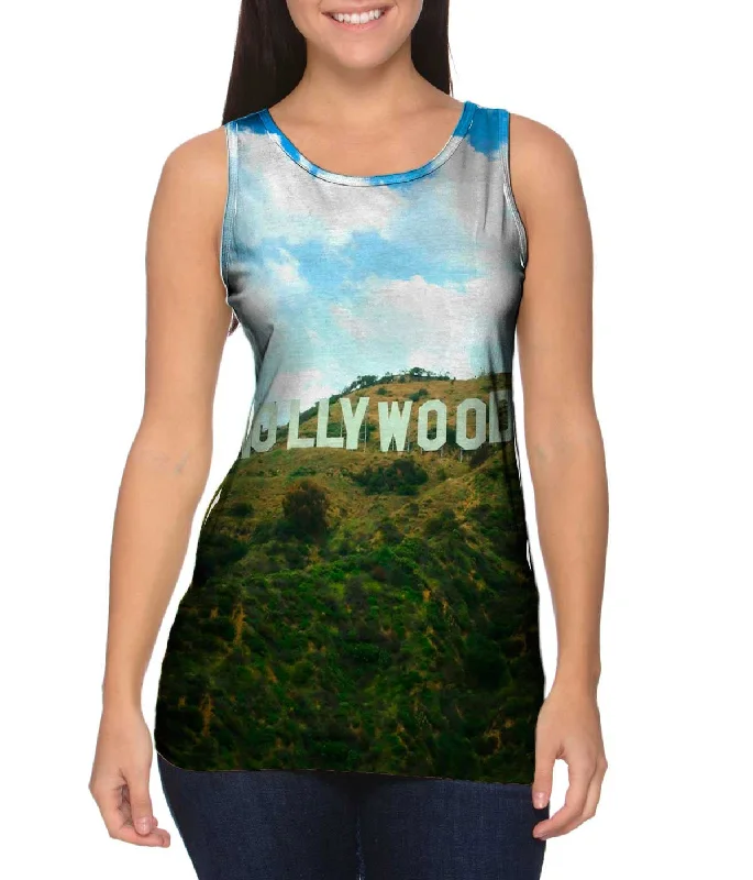 Women's Longline Tank Tops with Abstract PrintsHollywood Sign