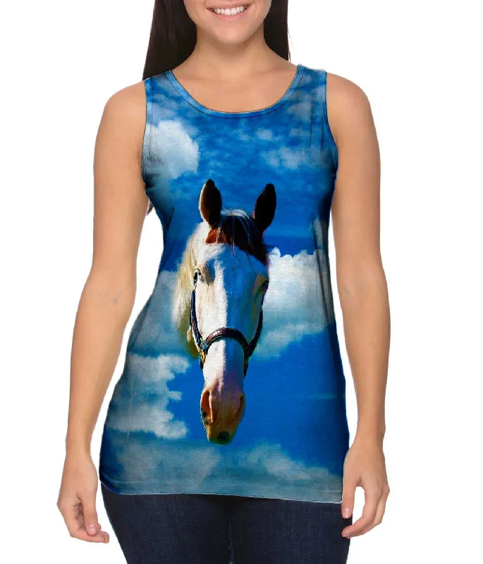 Plus Size Women's Criss - Cross Back Tank Tops in Neon ColorsHomely White Horse