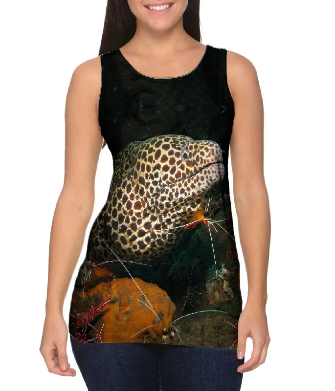 Women's Spaghetti Strap Tank Tops with Geometric PatternsHoneycomb Moray Underwater