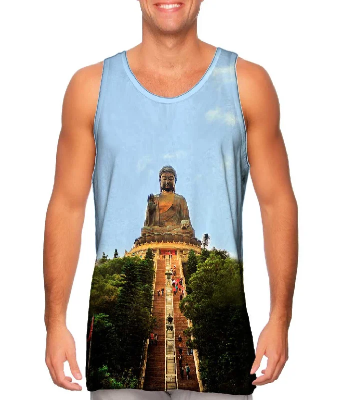 Plus Size Women's Side - Slit Tank Tops in Metallic ShadesHong Kong Giant Buddha On Lantau Plus Size Women's Side - Slit Tank Tops in Metallic ShadesHong Kong Giant Buddha On Lantau