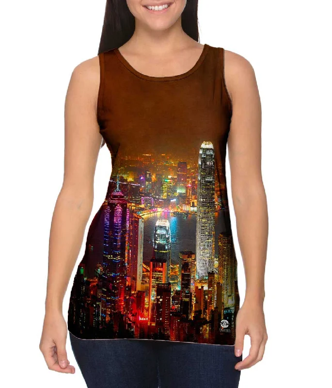 Plunge Neck Women's Seamless Tank Tops for a Smooth FitHong Kong Night Views