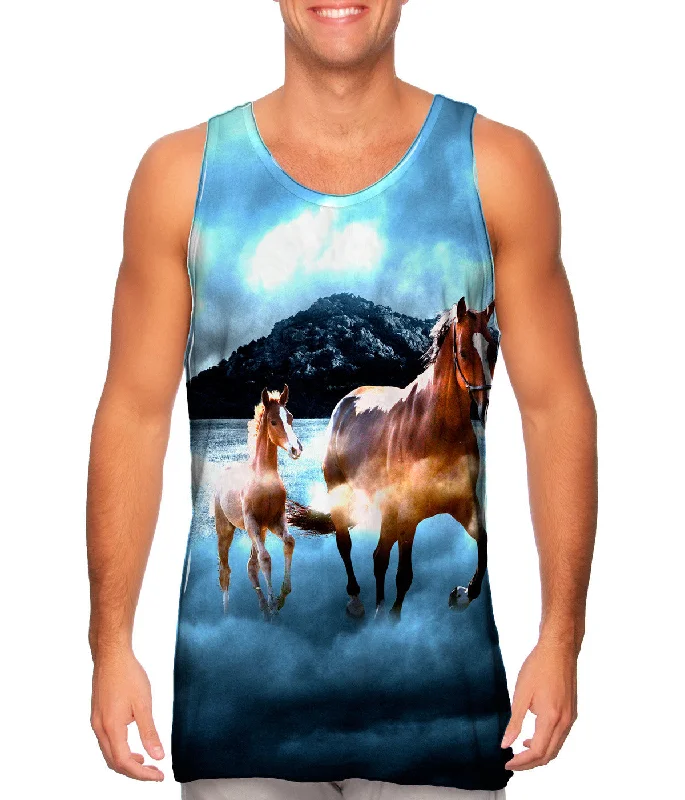 V - Neck Women's Moisture - Wicking Tank Tops for RunningHorse Clouds