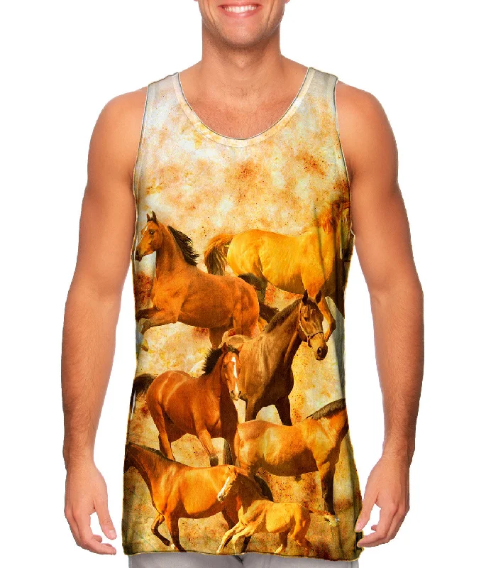 Plus Size Women's Ruffled Hem Tank Tops with Floral PrintsHorse Family