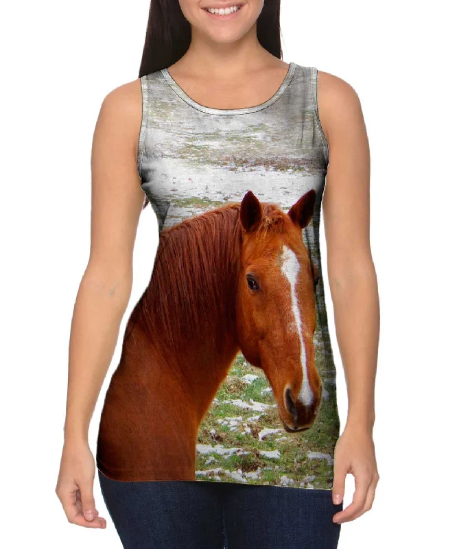 Mock Neck Women's Performance Tank Tops for CyclingHorse Looking Back