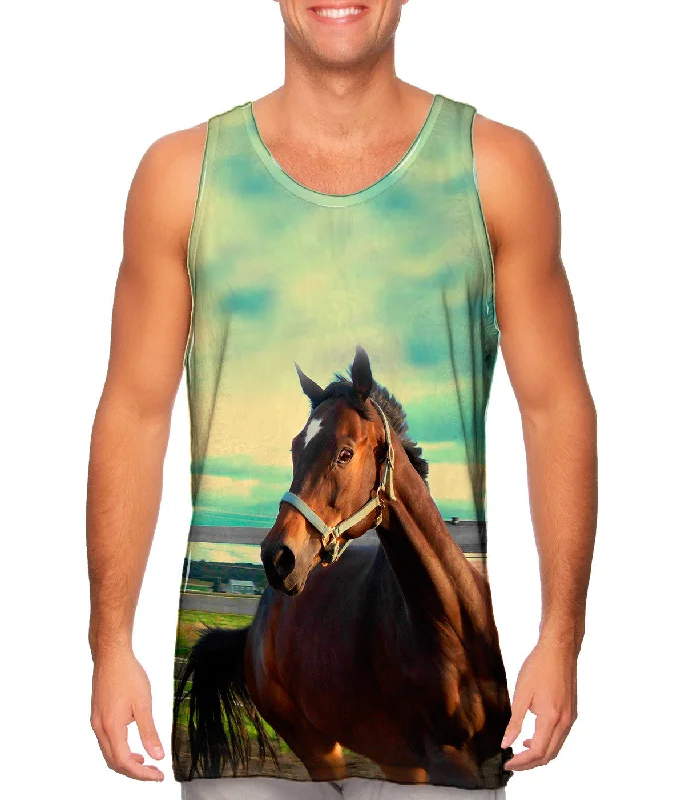 Plus Size Women's Puff - Sleeve Tank Tops in Pastel HuesHorse Out For A Run