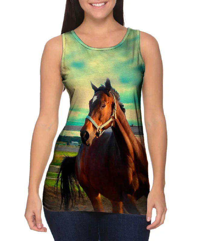 One - Shoulder Women's Rayon Blend Tank Tops for a Flowy LookHorse Out For A Run