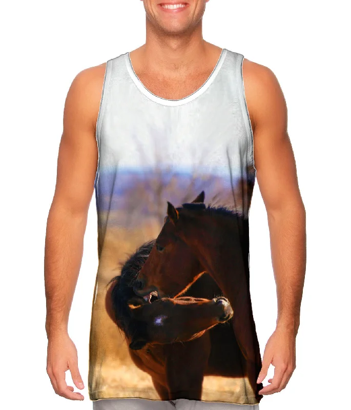 Women's Longline Tank Tops with Abstract PrintsHorse Playing Horses