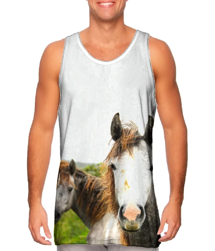 V - Neck Women's Moisture - Wicking Tank Tops for RunningHorse With Golden Mane