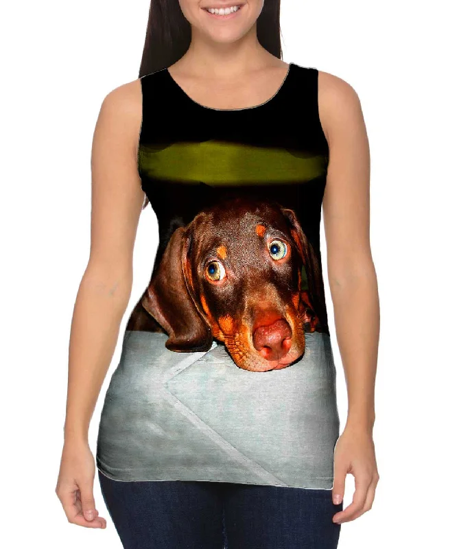Plunge Neck Women's Seamless Tank Tops for a Smooth FitHot Dog Dachshund