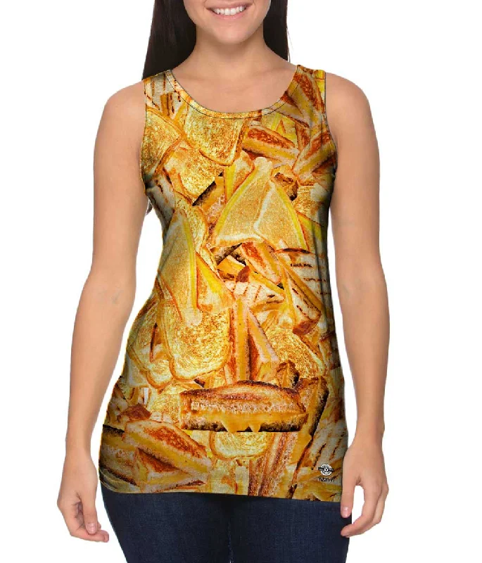 Plus Size Women's Puff - Sleeve Tank Tops in Pastel HuesHot Grilled Cheese
