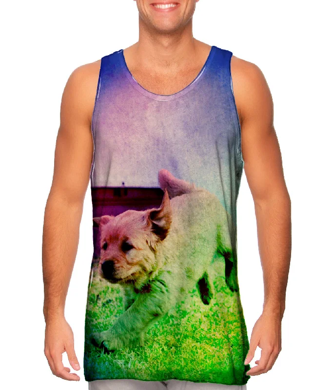 Plus Size Women's Ruffled Hem Tank Tops with Floral PrintsHouse Run Puppy