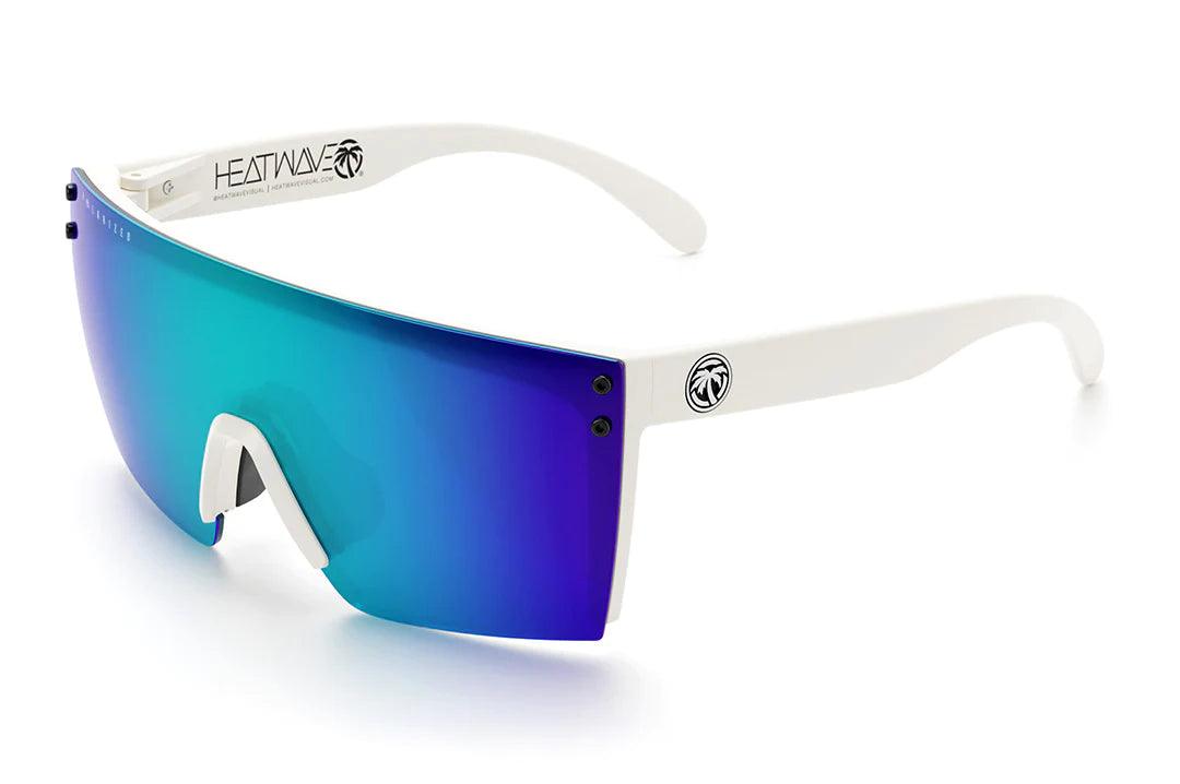 Lazer Face Sunglasses: White Frame Z87 Polarized Galaxy Blue