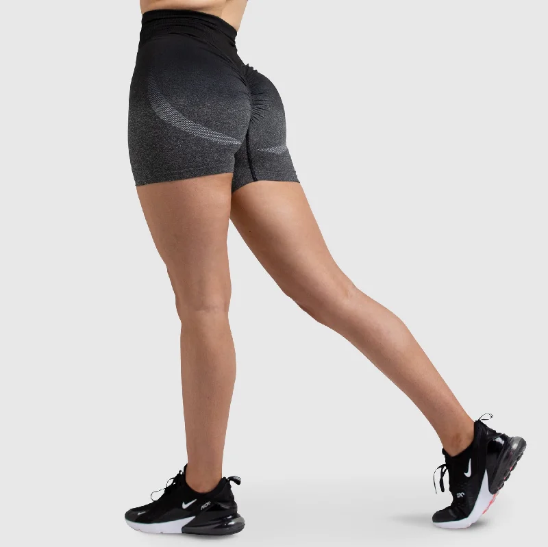 Leather Look Women Shorts for an Edgy and Chic StyleOmbre Scrunch Seamless Shorts - Black Leather Look Women Shorts for an Edgy and Chic StyleOmbre Scrunch Seamless Shorts - Black