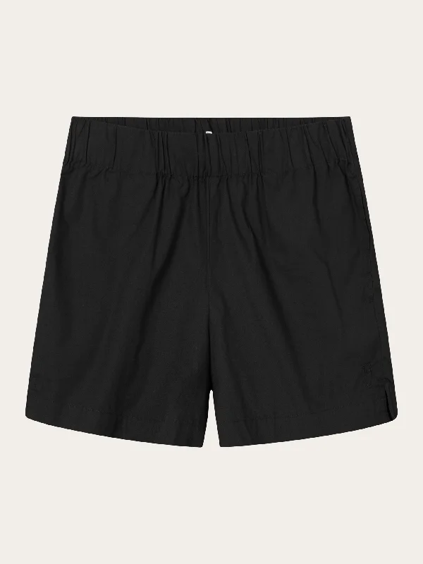 Twill Women Shorts with a Smooth Texture and DurabilityPoplin elastic waist shorts - Black Jet Twill Women Shorts with a Smooth Texture and DurabilityPoplin elastic waist shorts - Black Jet