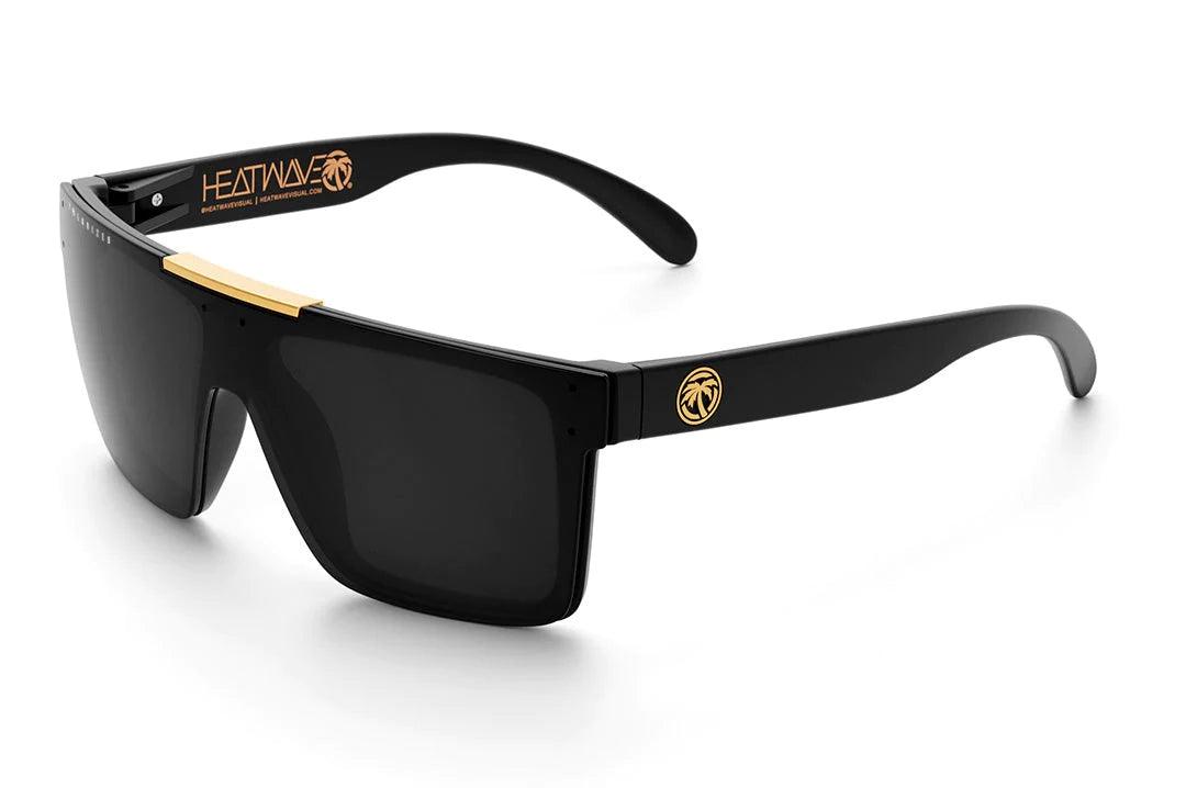 Quatro Sunglasses: Black/Gold - Polarized Black Lens