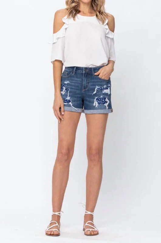 Ruffled Hem Women Shorts to Add a Feminine TouchStar Boom Short In Blue