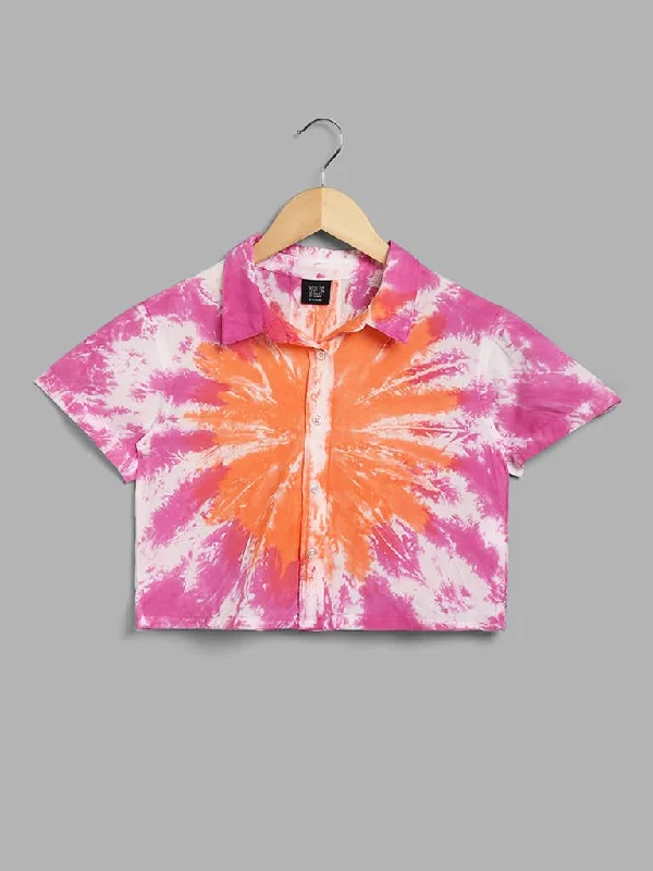 Stretchable Women Shorts for Maximum MobilityY&F Kids Pink & Orange Tie-Dye Printed Crop Shirt Stretchable Women Shorts for Maximum MobilityY&F Kids Pink & Orange Tie-Dye Printed Crop Shirt